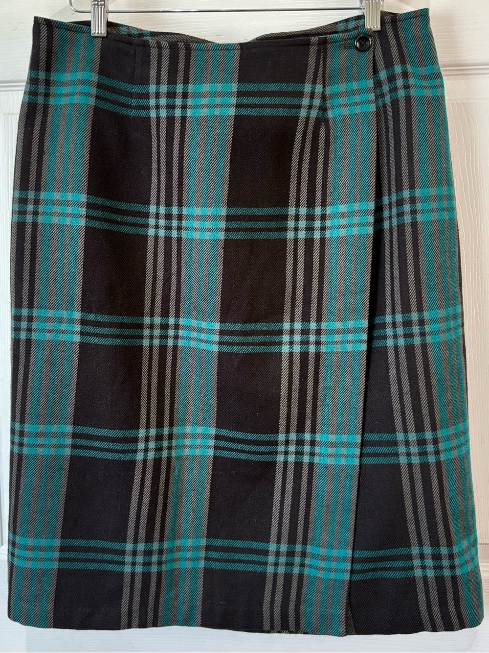CATO Blue Plaid Blanket Wrap Skirt Size 14